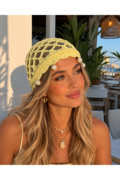 Genel Markalar Kadın Yazlık İnci Detaylı Örme Saç Filesi Bandana – El Yapımı ...