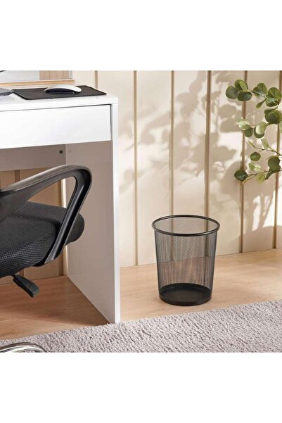 PAN HOME سلة نفايات معدنية شبكية سعة 9 لتر، مقاس 19×24×27 سم - أسود