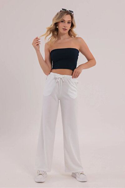 PENGORA Linen Blend Modern Loose-Fit Blue Trousers
