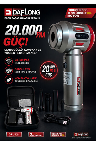 DAFLONG 3 Kademeli Güçlendirilmiş Pil 20000PA Güçlü Portatif Vakumlu Kablosuz...