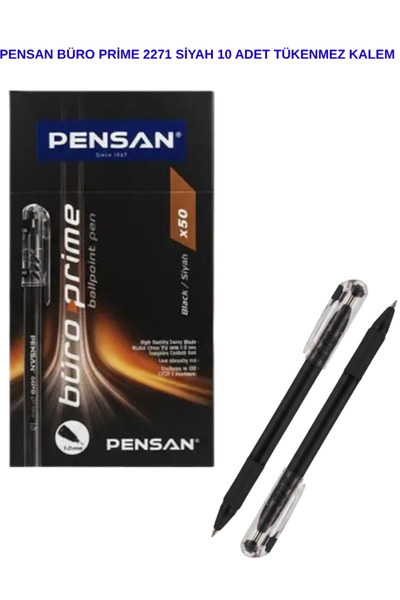 Pensan 2271 Black Buro Prime Ballpoint Pen 10-Pack