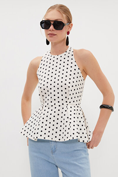 Fulla Moda Polka Dot Peplum Blouse