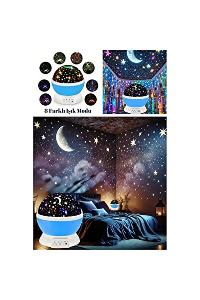 Empressco Gece Lambası Tavana Işık Yansıtan Dönen Yıldız Ay Projeksiyon Çocuk...
