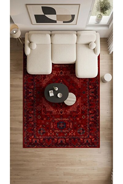 Neşem Halı Boutique Hümayun HM001 Kırmızı Uzun Ömürlü Yumuşak Dokulu Oturma O...