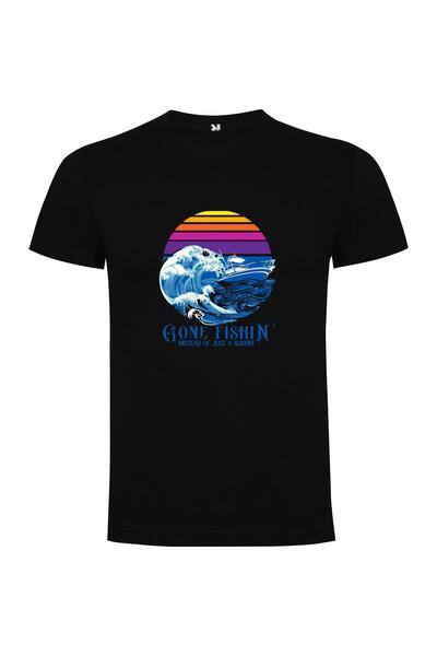 iLovePrints Fishin' Waves Design Tshirt