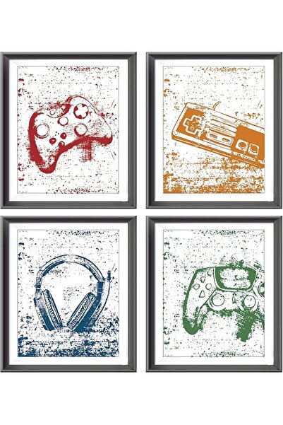 ESSESORIES Retro Video Game Gaming Boys Playroom Poster Wall Art Set of 4 Roo...