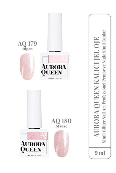 Aurora Queen Kalıcı Jel Oje Simli Glitter Nail Art Profesyonel Pembe ve Nude ...