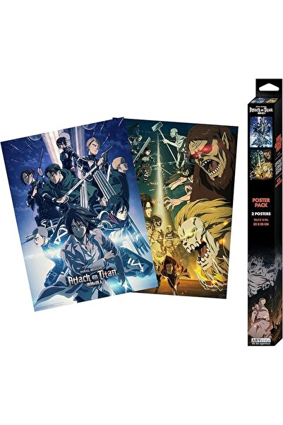 ESSESORIES Attack on Titan Anime Poster Wall Art Set of 2 Room Decor Self Adh...