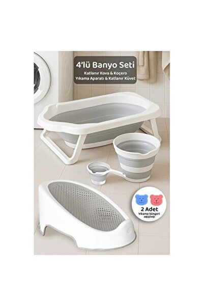 Empressco 4'lü Katlanır Banyo Seti - Bebek Küveti, Fileli Yıkama Aparatı, S...