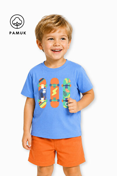difa kids Tricou de vară pentru băieți, cu mânecă scurtă, cu imprimeu skateboard