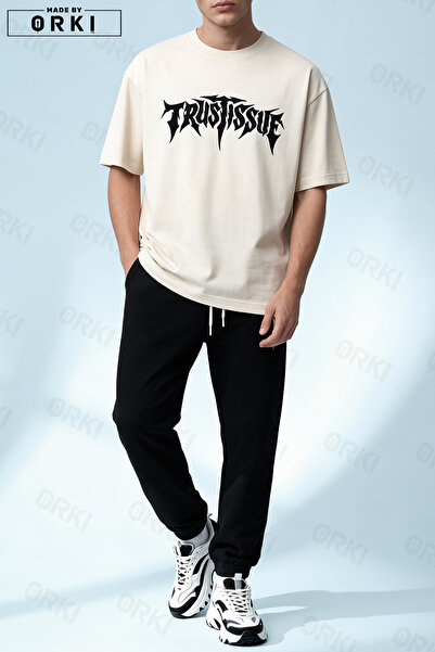 EFFRENATU Trust Problem Printed Oversized Unisex T-Shirt Tracksuit Set
