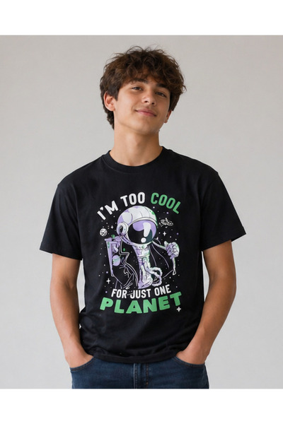 REDTAG Senior Boys Black Astronaut Print T Shirt