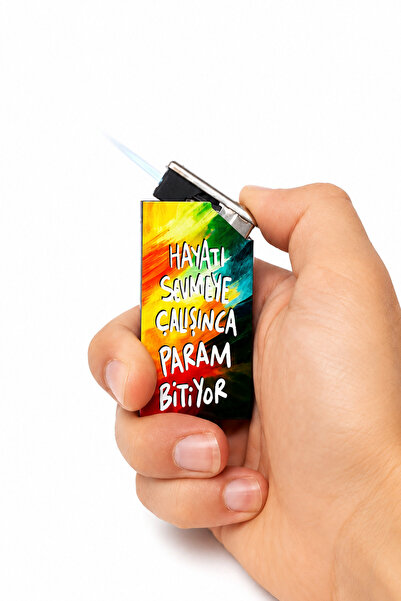 ONRSTORE Komik Söz Baskılı Metal Pürmüz Alevli Gazlı Çakmak sarı