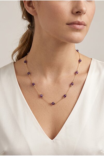 Mijja Natural Amethyst Stone Gold Color Lacquer Coating Anti-Tarnish Rust-Pro...