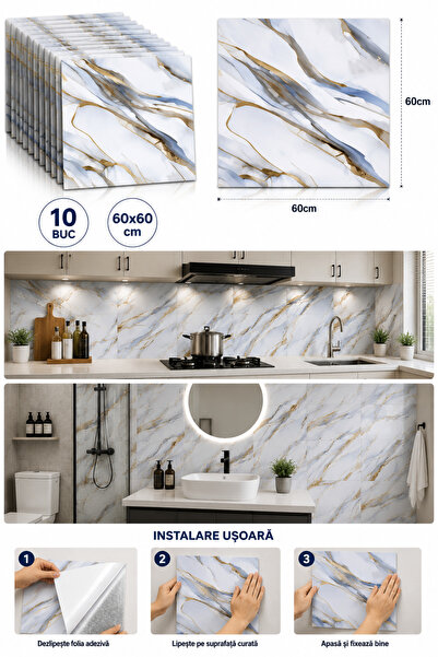 OEM HomeRoy Tapet Decorativ Autoadeziv 3D – Set 10 Bucăți