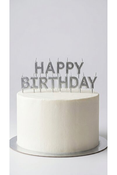 Öz-bal Gümüş Renk Happy Birthday Harf Mum Ve Uzun Çubuk Pasta Mumu Seti Doğum...