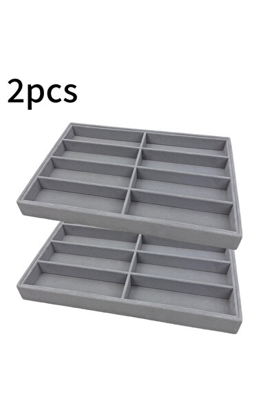 Choice4 2Pcs-Gray Versatile Gray Velvet Organizer Tray for Glasses, Jewelry &...