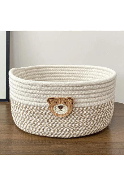 Choice1 Dark Khaki Cute Bear Fabric Storage Basket Woven Organizer Bin for To...