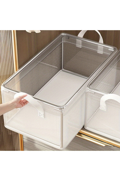 Choice Transparent Transparent PVC Foldable Storage Bins with Solid Steel Fra...