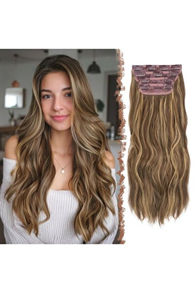 Dotail Set de extensii de păr din 4 piese, cu clips, ondulate, lungime 50 cm,...
