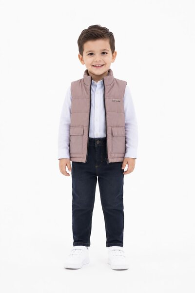 Cansın Mini Cream Inflatable Vest, Shirt and Pants 3-Piece Set for Boys 24521