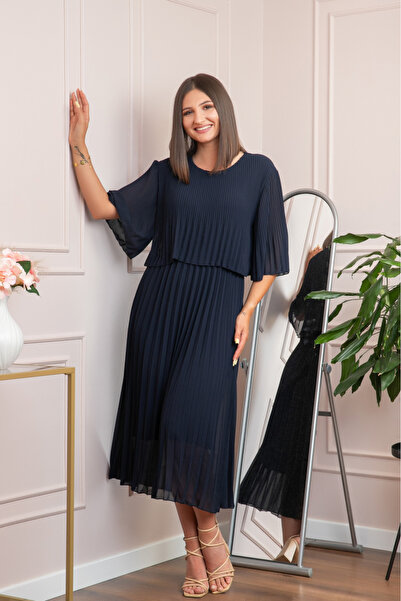 OEM Rochie eleganta plisata Arielle - Bleumarin