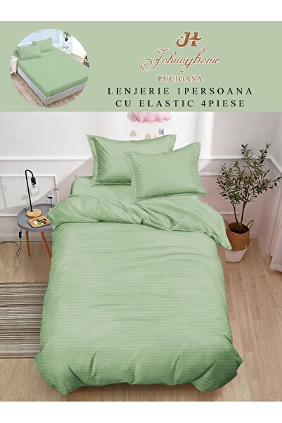 naniland.ro Lenjerie de Pat Damasc 1 Persoană 4 Piese Cu Elastic 140x200 cm