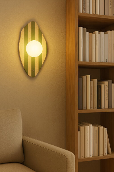 Baz Aydınlatma Travertine Green Striped Opal Glass Globe Wall Sconce G9 Bulb ...