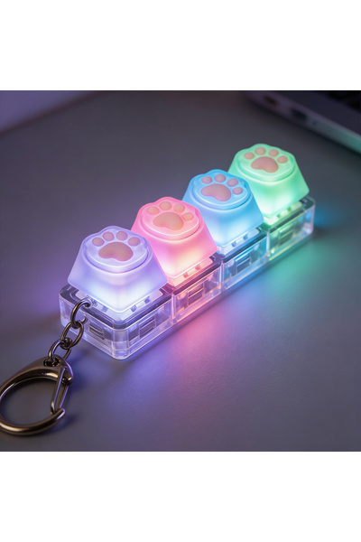 Choice30 1PC Color Cat LED Keyboard Keychain Fidget Toy - Clickable Buttons S...