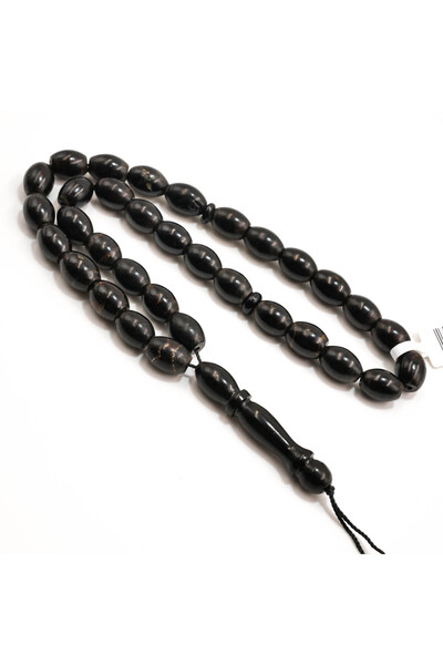 Generic Simple Yusr Rosary 33 Beads 8.5x11.5mm Black Oval Beads 24g