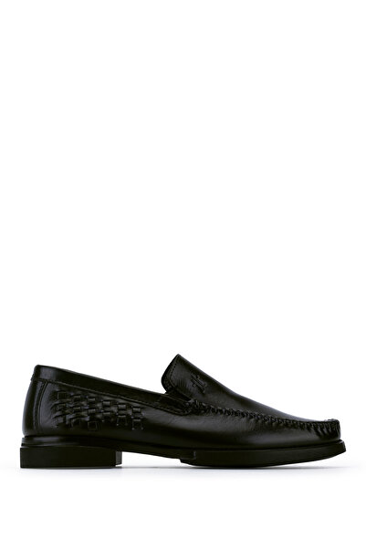 Tamer Tanca Men's Genuine Leather Black Loafer Shoes