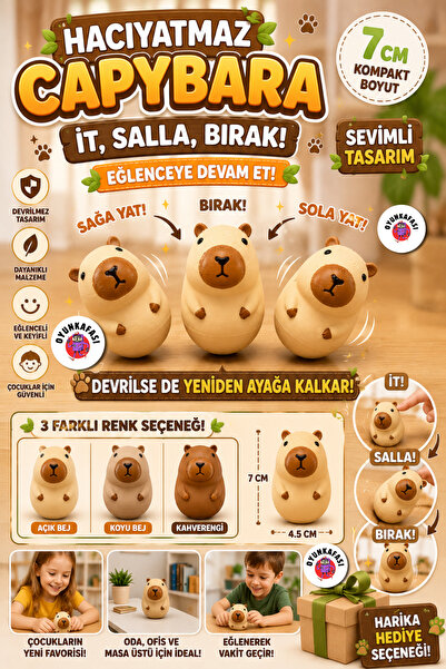 OYUNKAFASI Hacıyatmaz Capybara Oyuncak 7 CM Sallanan Devrilmez Oyuncak Çocukl...