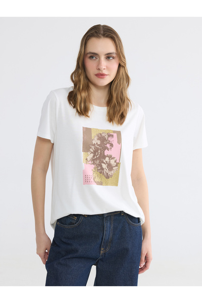 LC Waikiki Tricou pentru damă cu imprimeu cu gât crew