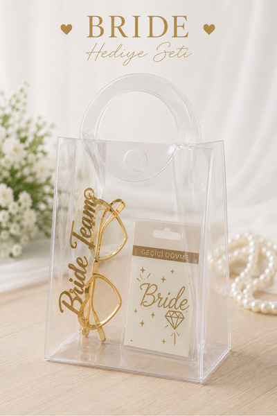 CHANCE GİFT Bride Hediye Seti Bride Partisinde Teşekkür Hediyesi Asetat Çanta...