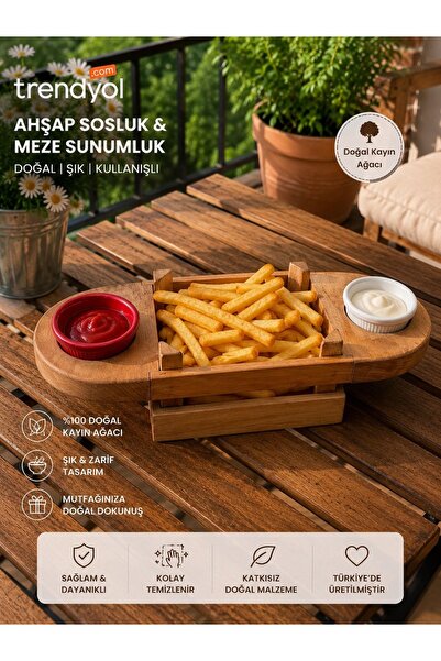 UZUN AHŞAP DEKORASYON AHŞAP SOSLUK SUNUMLUK