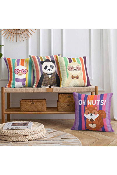 Realhomes Piele de căprioară cu două fețe Oh Nuts! Set de 4 huse de pernă cu ...