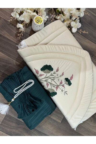 MAYAR Luxury Embroidered Prayer Set - Padded Mat with Robe