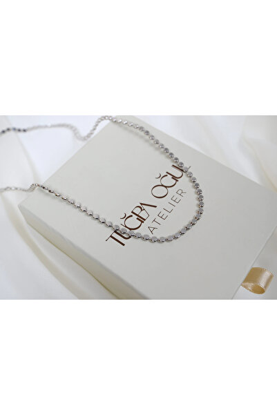 ATELİER TUĞBA Kol312 Ezme Chain Disc Detail Silver Necklace