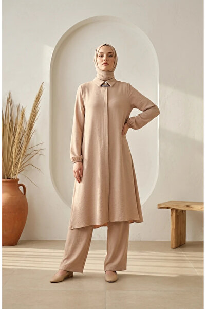 sefamerve Aerobin Fabric Tunic Pants Double Set 4142-12 Mink