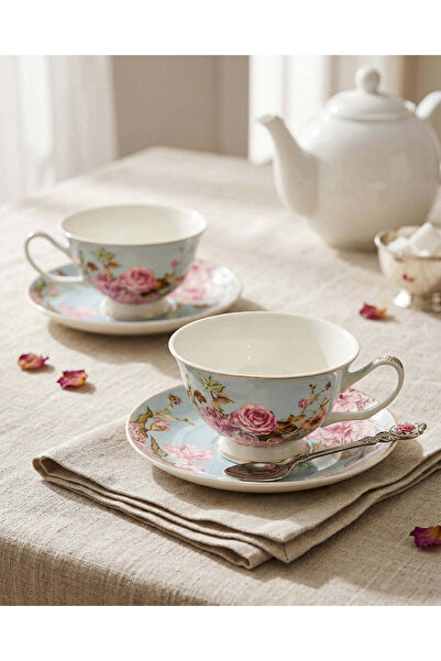 REDTAG Assorted Floral Cup & Saucer Set (4 Piece)