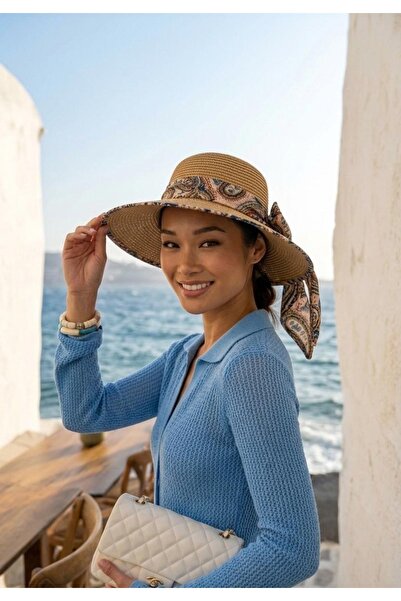LAGRANZE Special Design Women's Straw Hat with Ribbing and Accessories