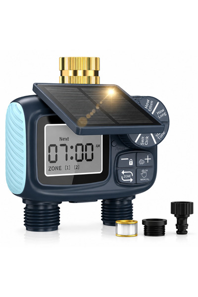 Velixo Temporizator de irigare cu panou solar, 2 ieșiri, Ecran LCD, Programe ...