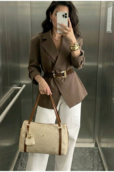 Miami Polo Club Women's Straw Large Size Deep Look Bag with Charms Handbag