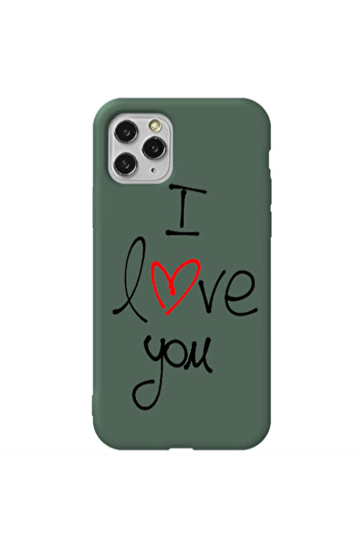Other Apple iPhone 11 Pro Max i love you Dark Green Colored Silicone TPU Θήκη