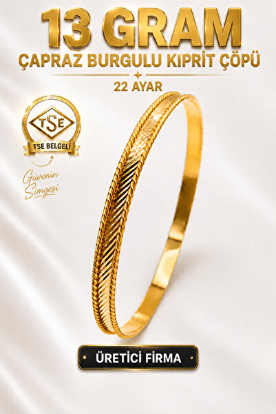 Aks Gold 22 Ayar TSE Belgeli (13 GRAM) Çapraz Burgulu Kiprit Çöpü Ajda Altın ...