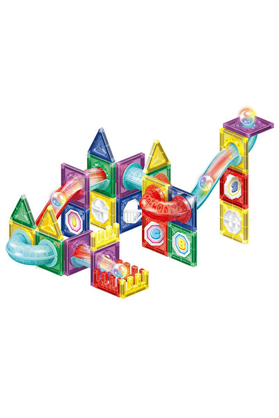 Brius Set educativ de construcție cu cuburi magnetice pentru copii, 66 de pie...