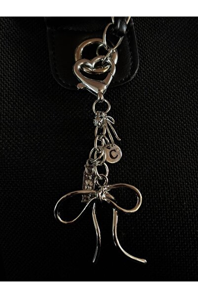 bijoux uniques Breloc cu literă tip panglică și charm pentru geantă