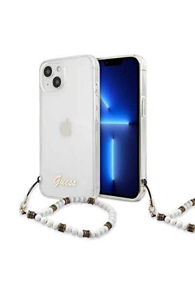Guess Case GUHCP13SKPSWH, for iPhone 13 mini 5.4", transparent, white