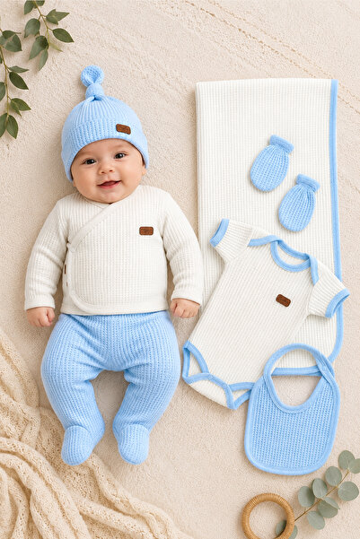 Sitilin Baby Boy Blanket Set of 7 Hospital Discharge Set 100% Cotton Newborn ...