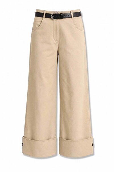 5in1Canpolat Pantaloni din pânză Camel Duble Paça 1466